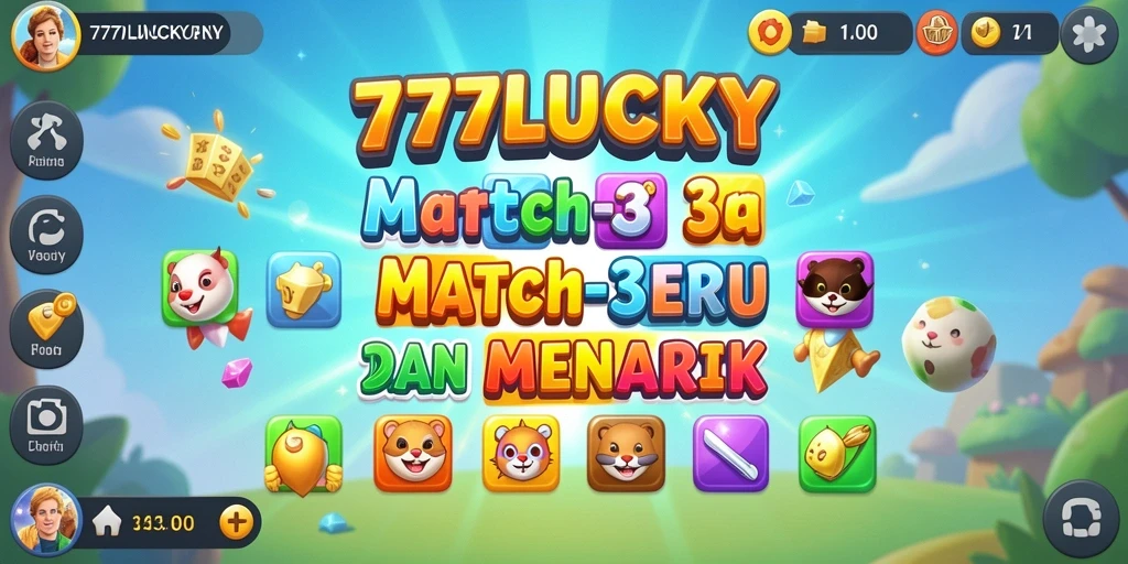 Tampilan menarik dari permainan Match-3 777LUCKY.