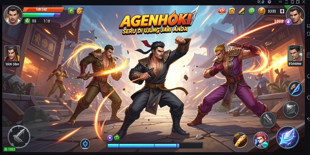 Screenshot gameplay AGENHOKI yang penuh aksi dan pertarungan seru.