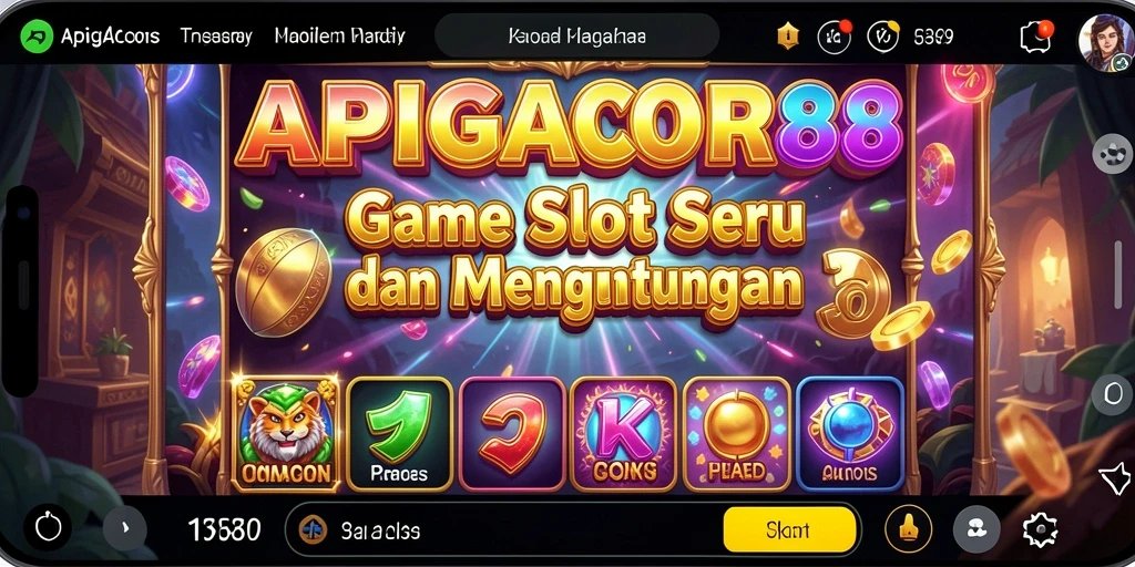 Screenshot gameplay APIGACOR88 menampilkan mesin slot yang penuh warna dan fitur menarik.