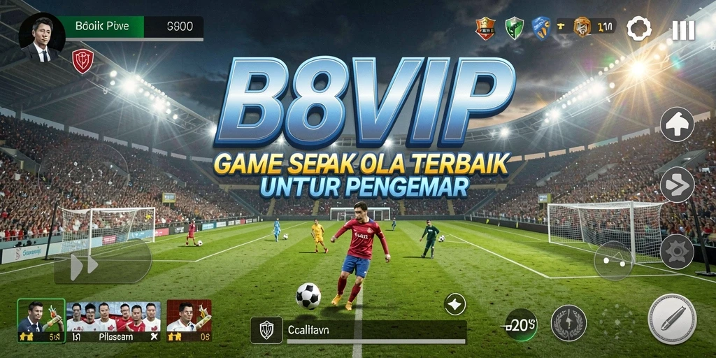 Tampilan gameplay B8VIP dengan aksi seru sepak bola.