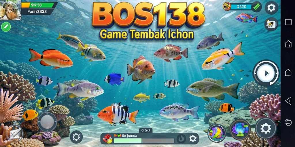 Screenshot gameplay BOS138 dengan aksi Tembak Ikan yang seru.