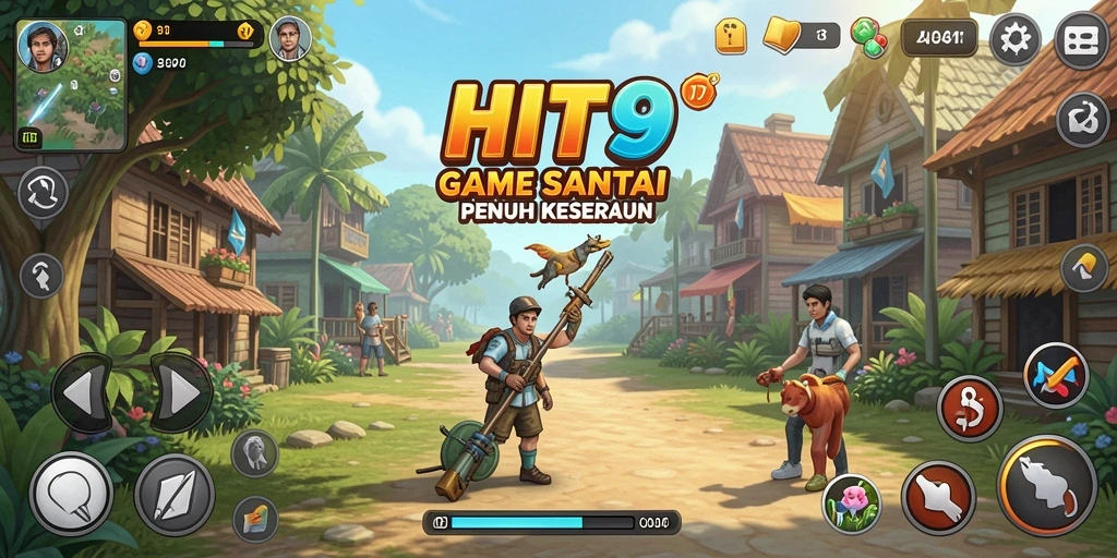 Tampilan gameplay HIT9 dengan karakter yang lucu dan beragam level tantangan.