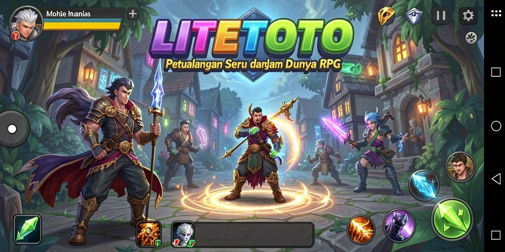 Screenshot utama LITETOTO menampilkan aksi pertarungan mendebarkan dalam RPG.