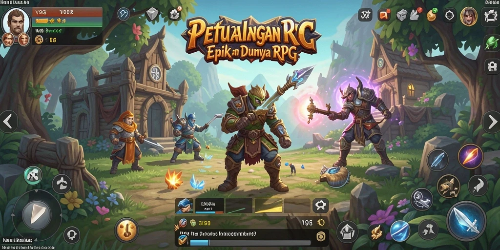 Tampilan gameplay V98 menunjukkan pertarungan mendebarkan dan eksplorasi dunia RPG.
