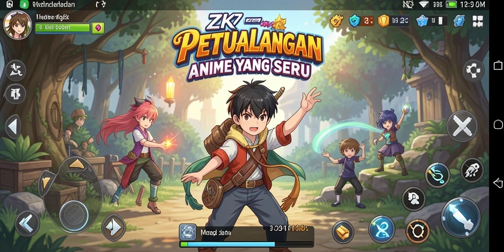 Tampilan gameplay seru dari ZK7 dengan karakter anime menarik.